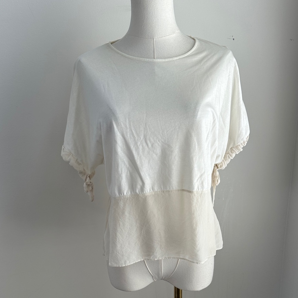 Bimba Y Lola Lightweight Breathable White Cream Layered Coquette Feminine Top S